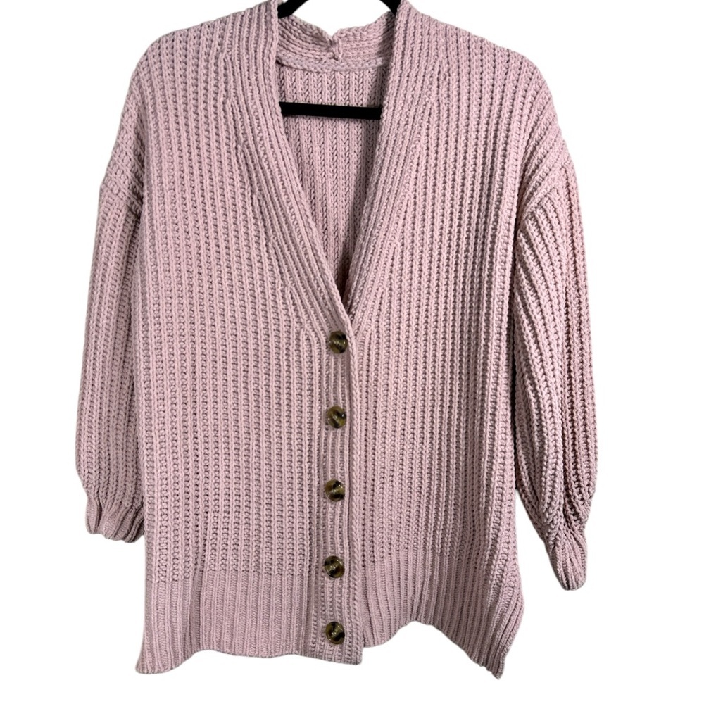 Plush Cardigan light pink sweater Oversized Fit Women's Size Medium